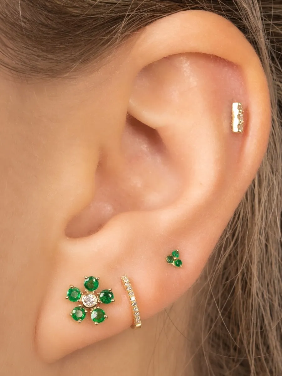 Teeny Emerald Trio Stud Earring 14K sold by LeMel product image thumbnail 2