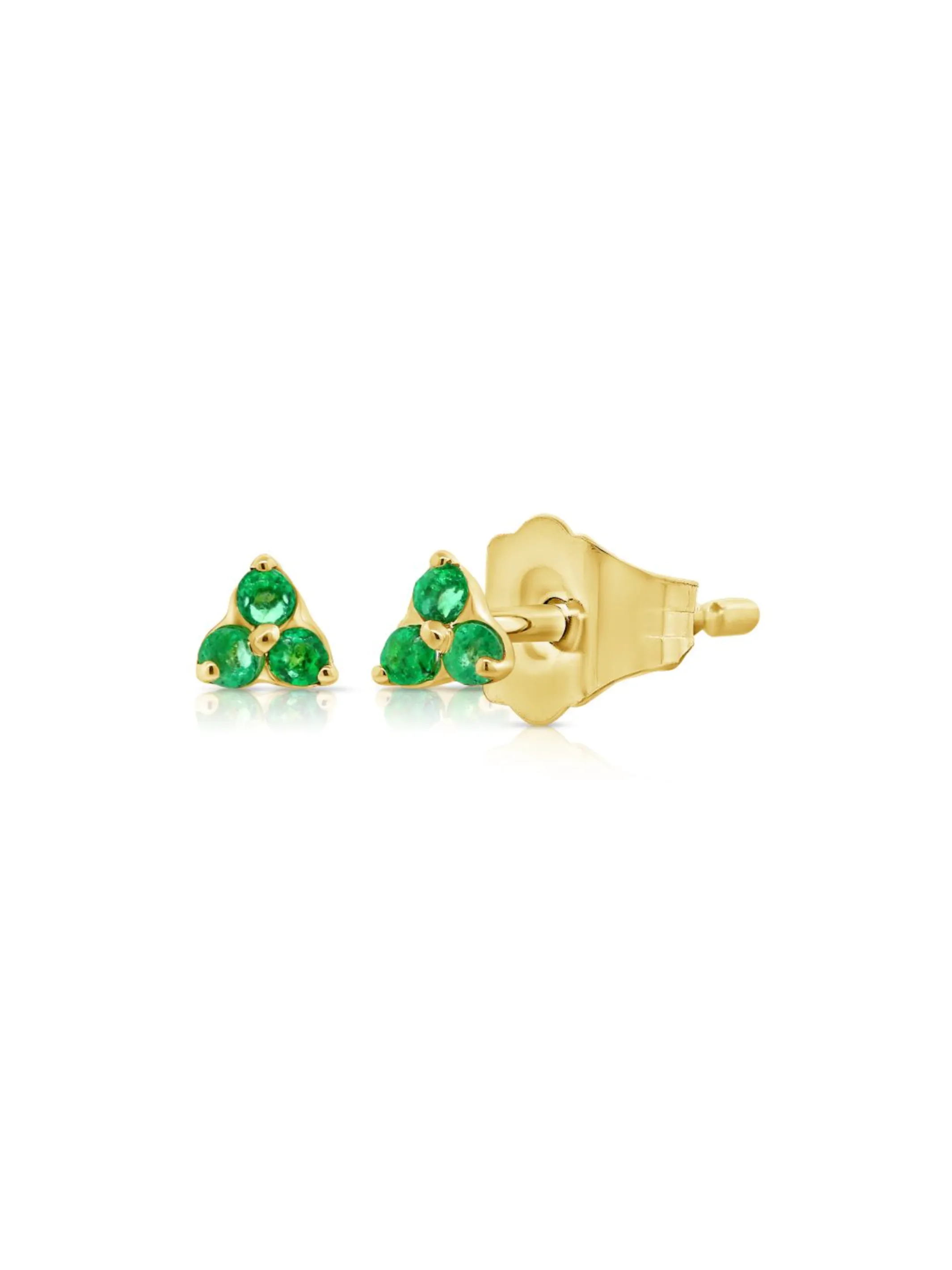 Teeny Emerald Trio Stud Earring 14K sold by LeMel
