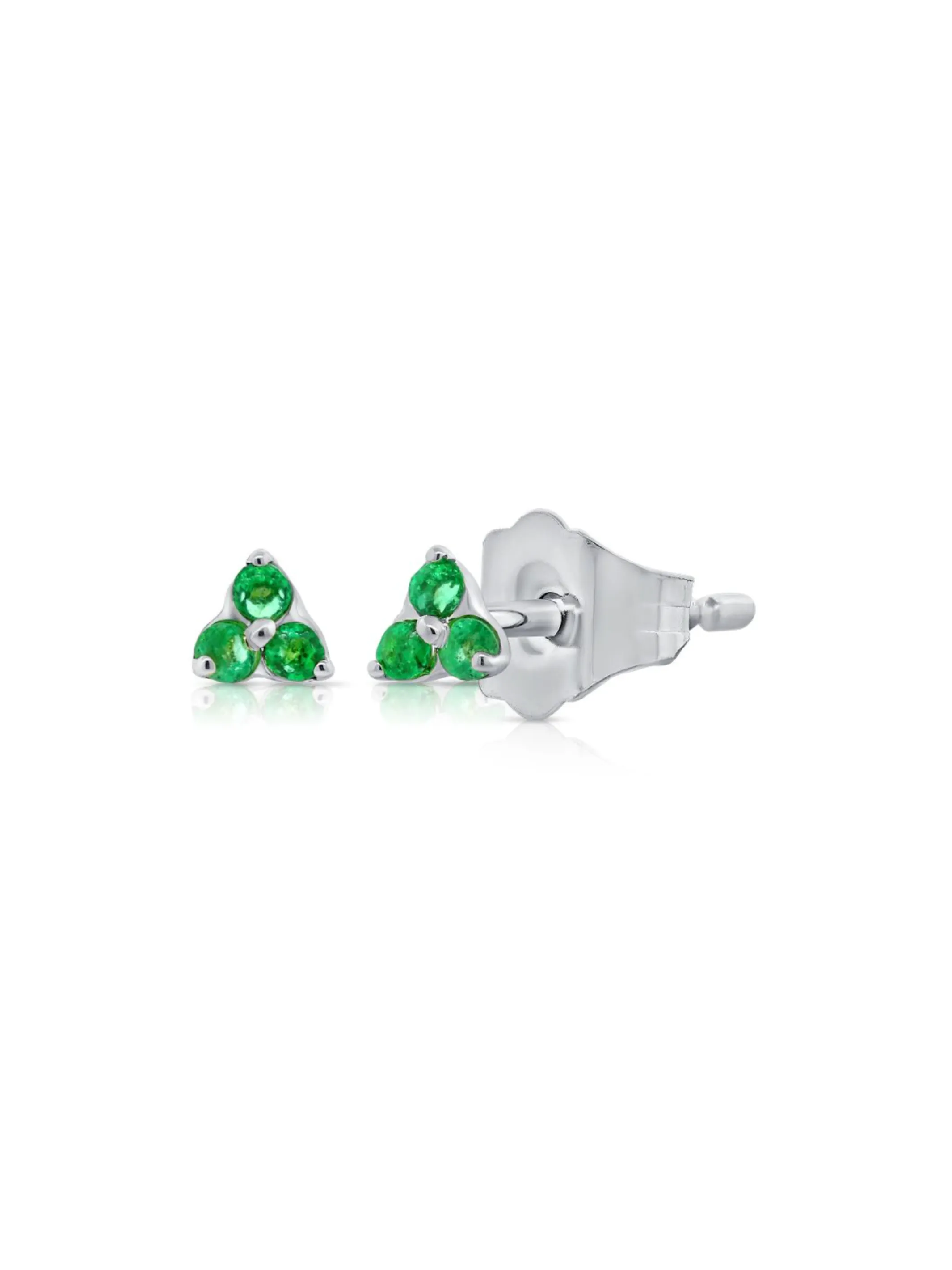 Teeny Emerald Trio Stud Earring 14K sold by LeMel product image thumbnail 4