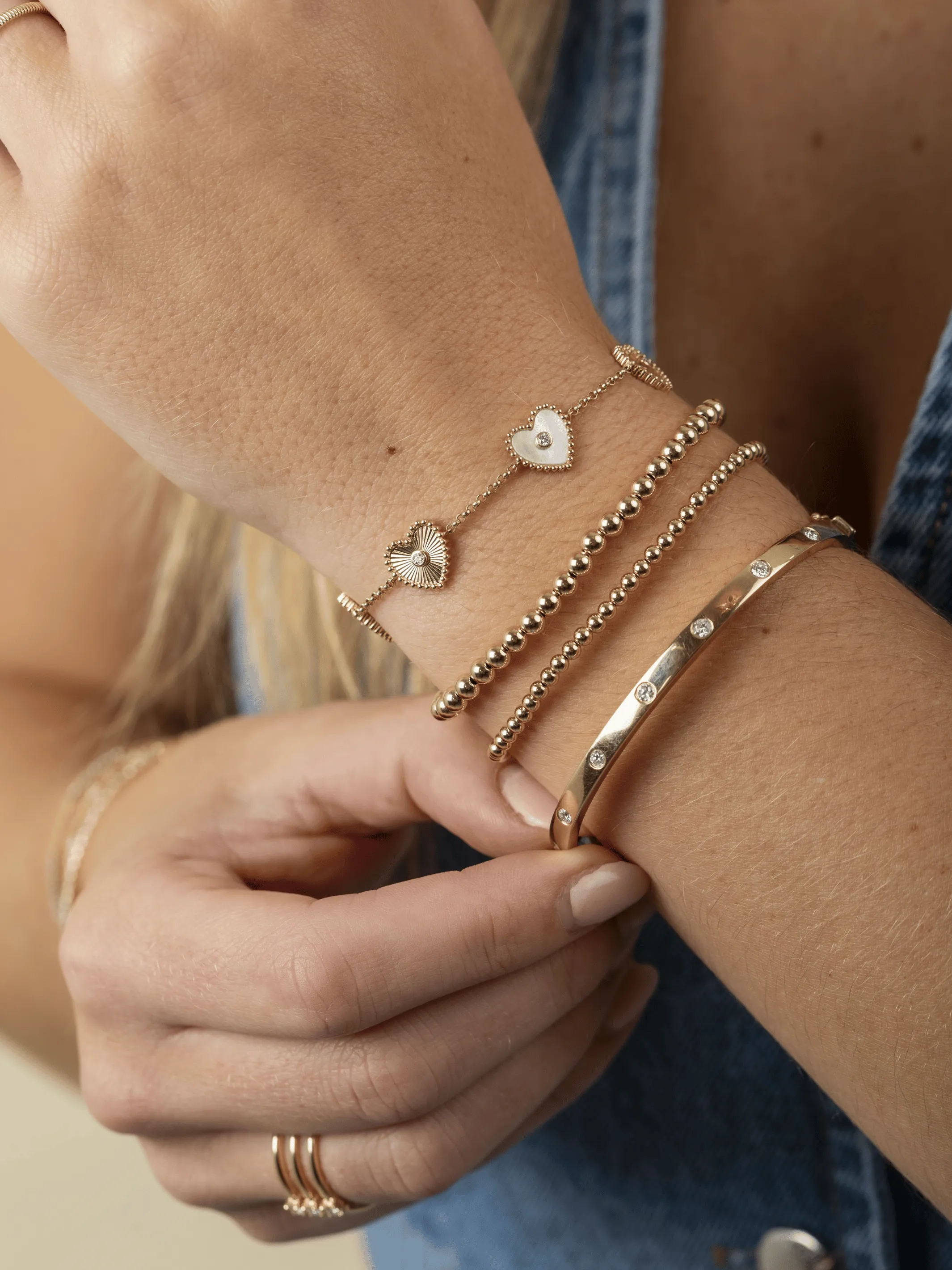 Maya Mother of Pearl Heart Bracelet 14K sold by LeMel product image thumbnail 3