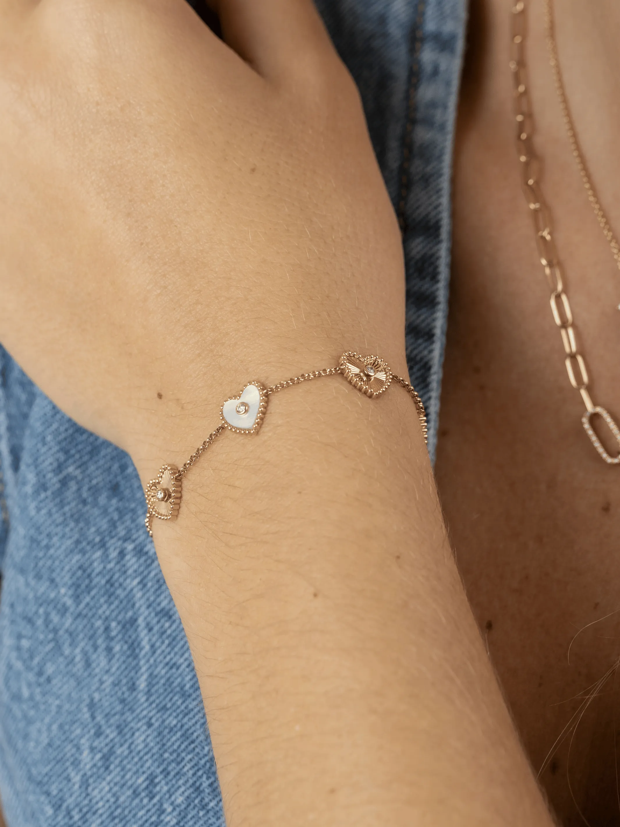 Maya Mother of Pearl Heart Bracelet 14K sold by LeMel product image thumbnail 2