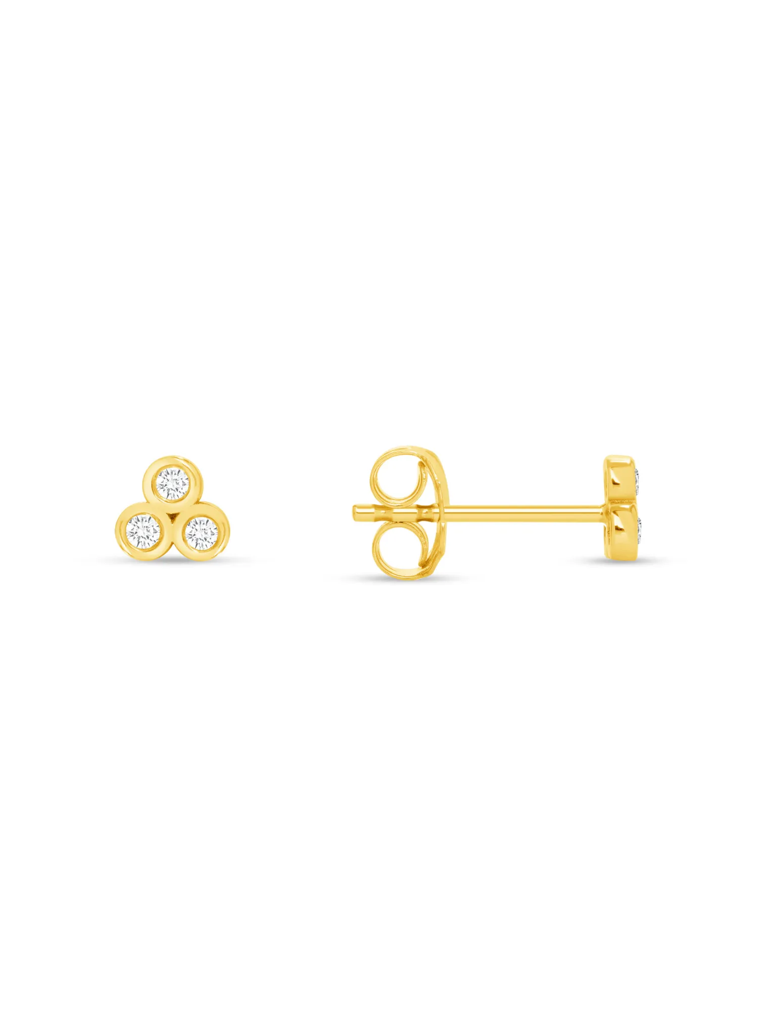 Mini Trio Bezel Stud Earring 14K sold by LeMel