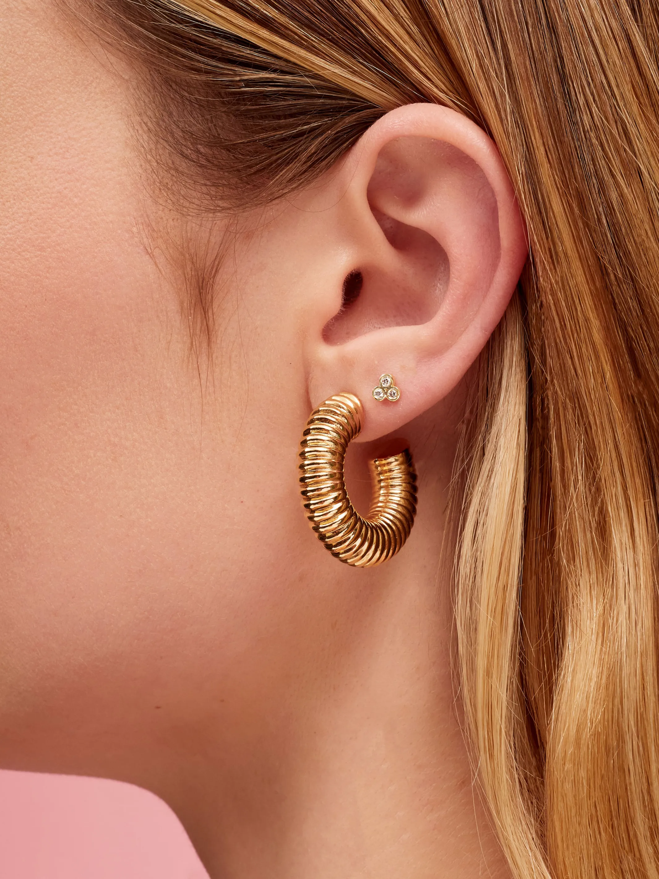 Mini Trio Bezel Stud Earring 14K sold by LeMel product image thumbnail 2