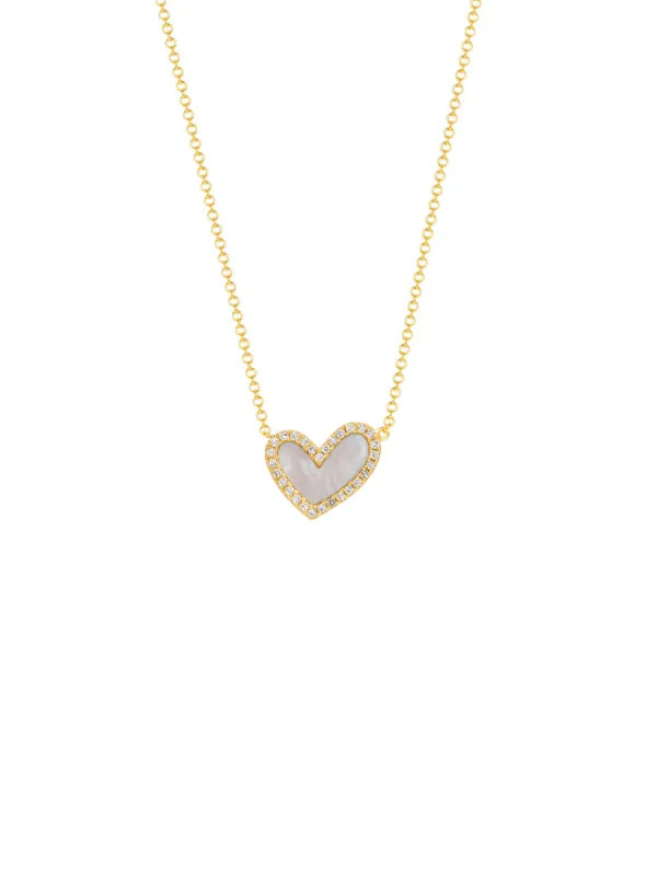 Hailey Heart Mother of Pearl Necklace 14K made by LeMel