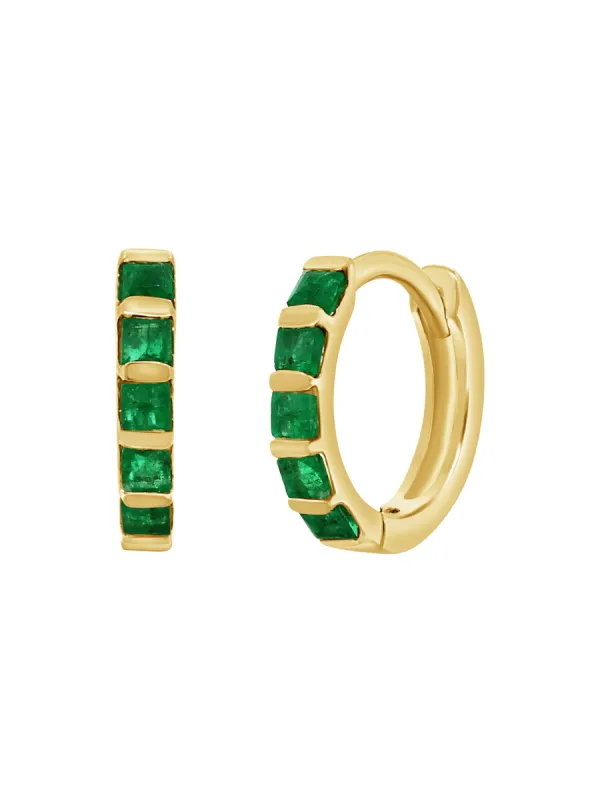 Erin Emerald Huggie Earrings 14K sold by LeMel