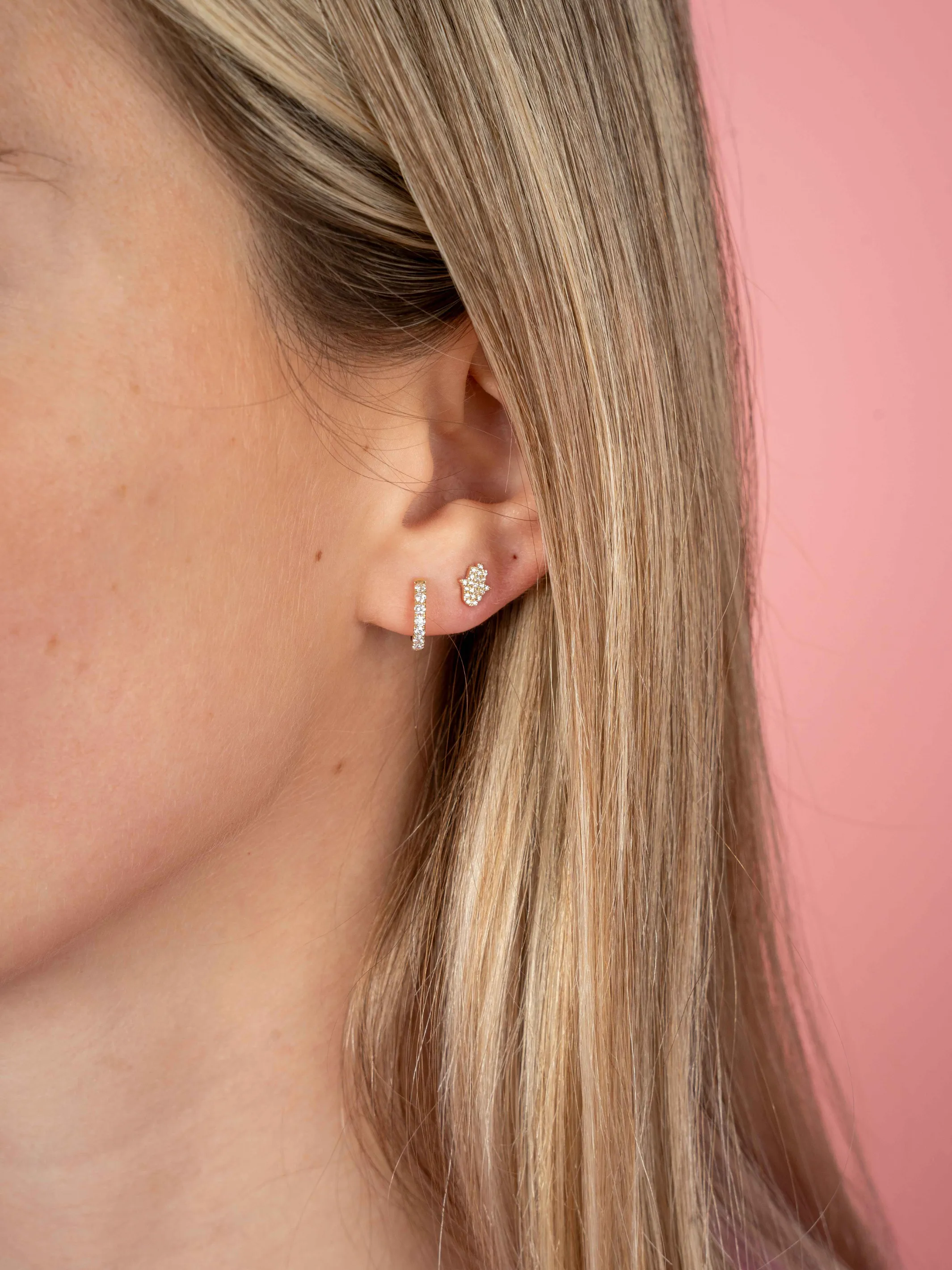 Mini Hamsa Diamond Stud Earring 14K sold by LeMel product image thumbnail 2