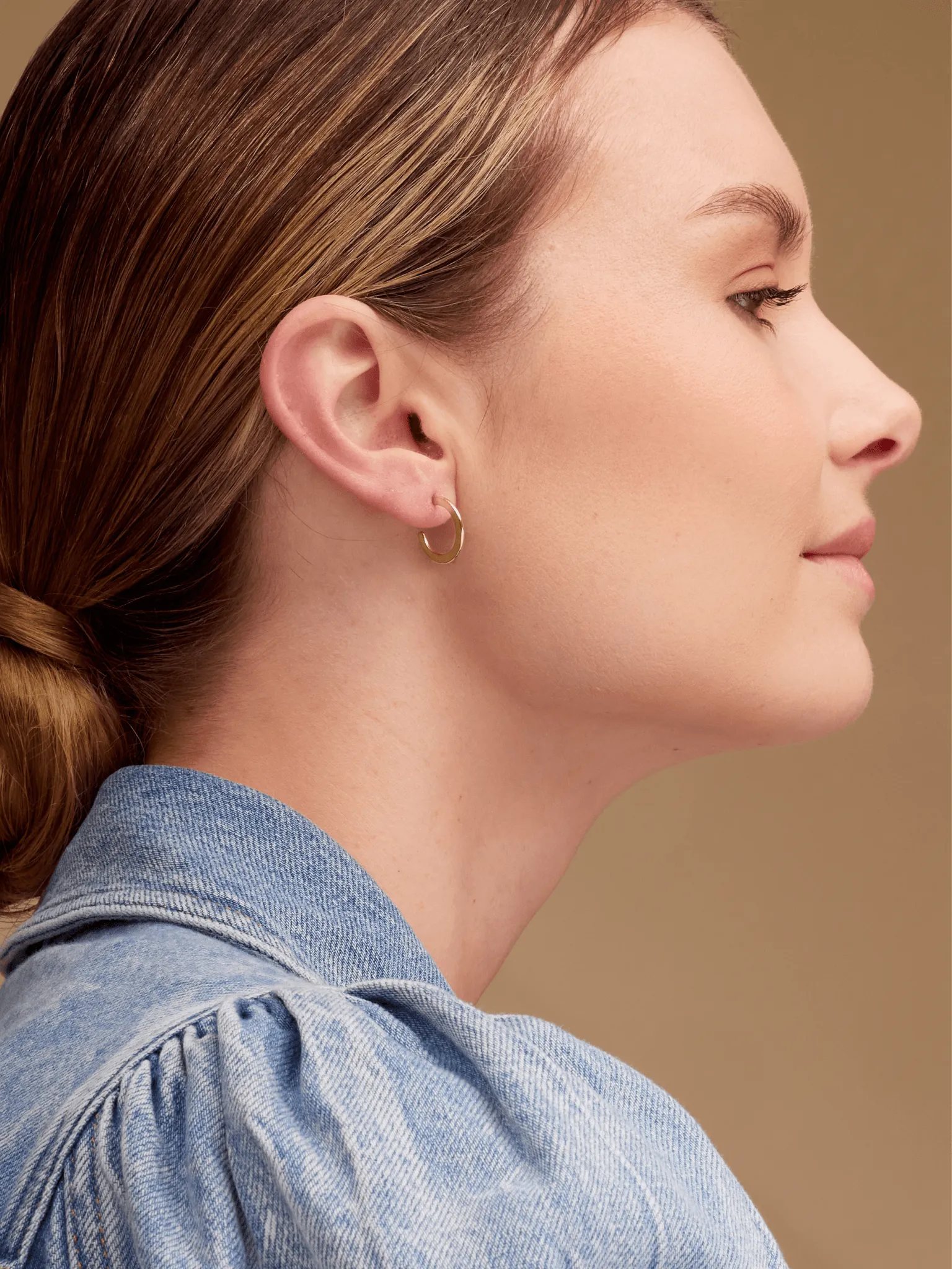 Flat Gold Hoop Earrings sold by LeMel product image thumbnail 5