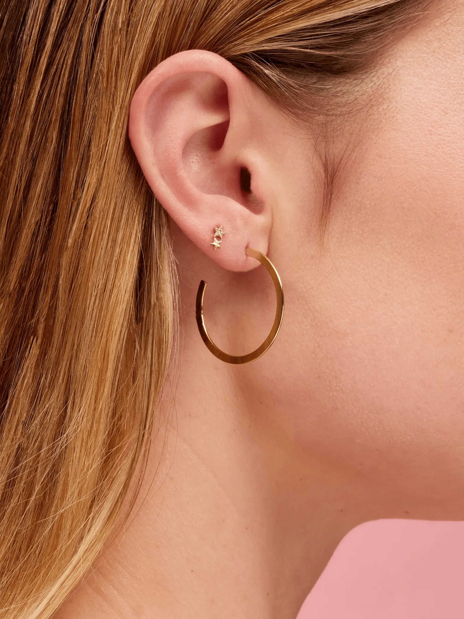 Flat Gold Hoop Earrings sold by LeMel product image thumbnail 3