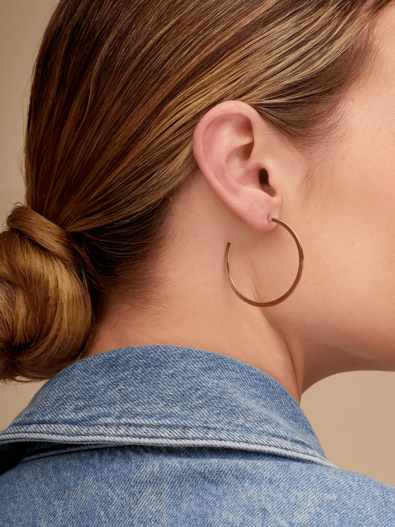 Flat Gold Hoop Earrings sold by LeMel product image thumbnail 4