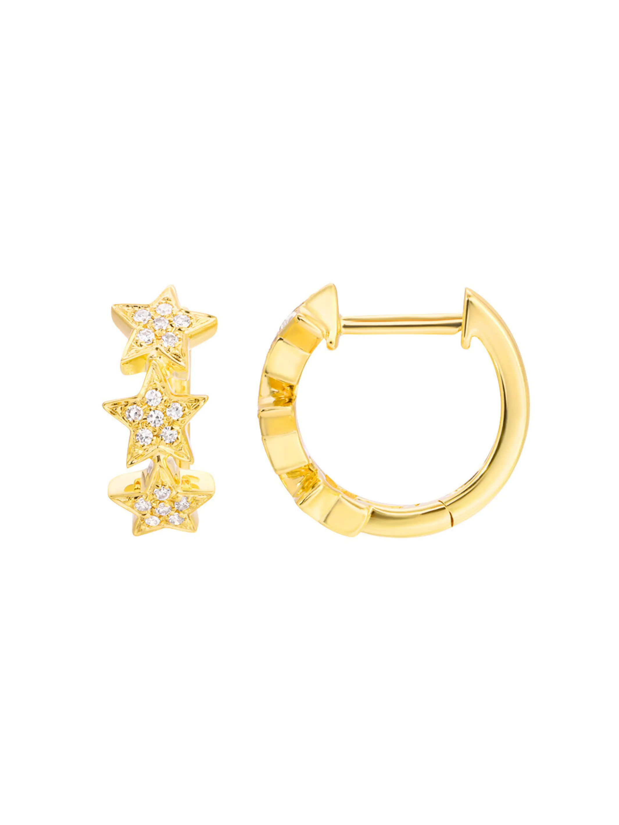 Trio Star Huggie Earrings 14K sold by LeMel