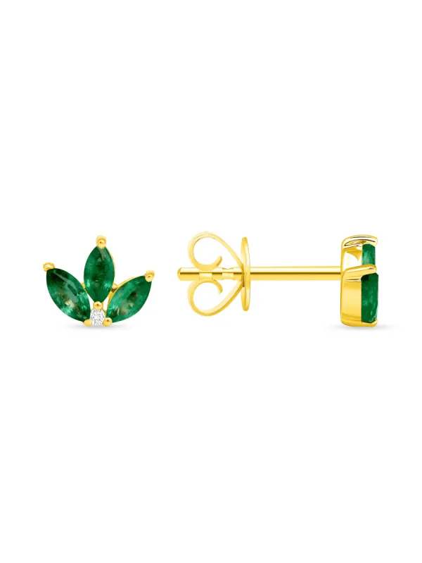 Emerald Lotus Stud 14K sold by LeMel