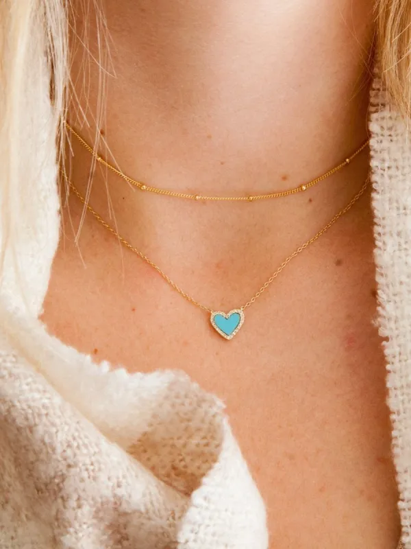 Scarlett Turquoise Heart Necklace 14K sold by LeMel