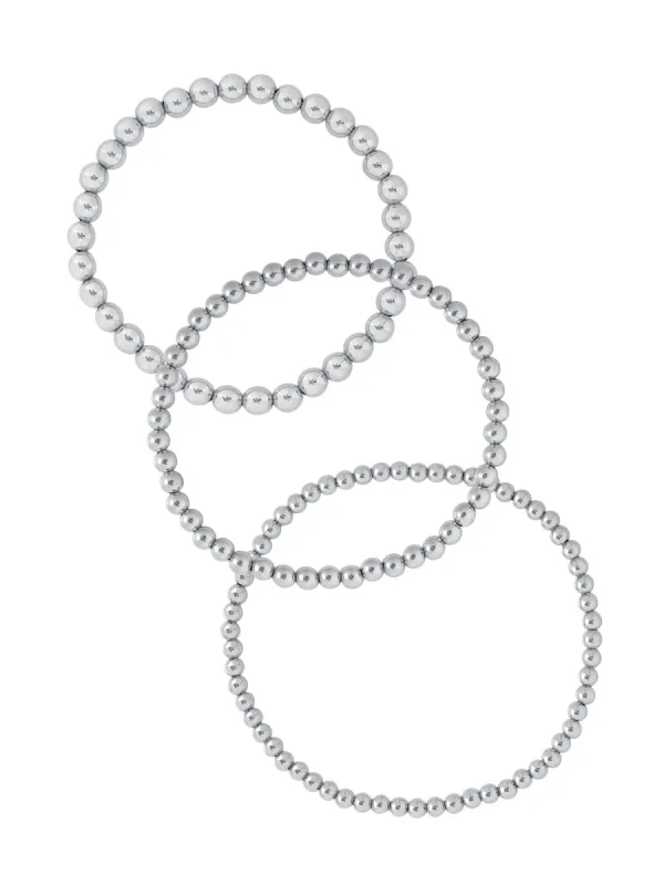 Everyday Stretch Bracelet Set Silver - 3mm + 4mm + 5mm sold by LeMel