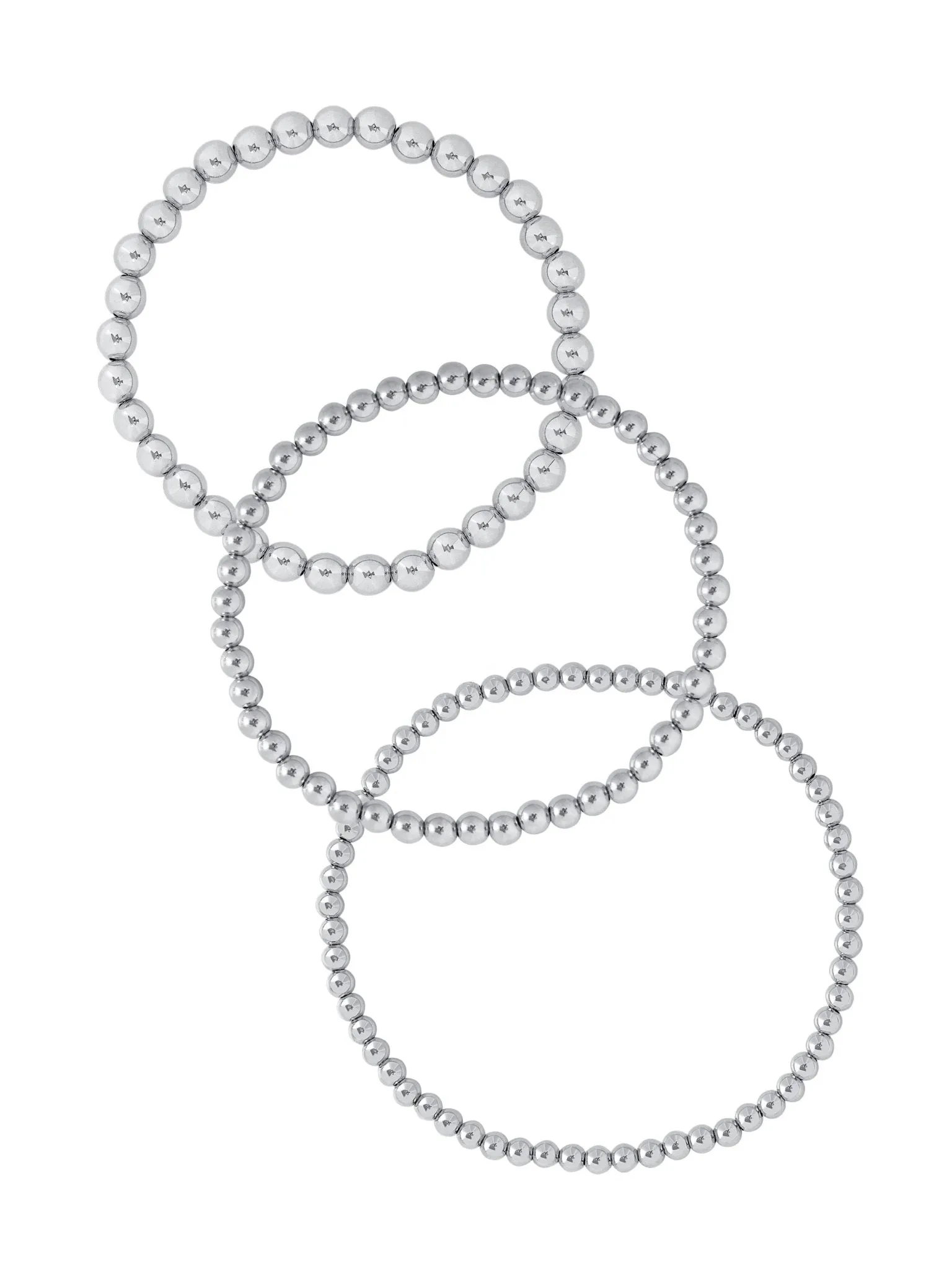 Everyday Stretch Bracelet Set Silver - 3mm + 4mm + 5mm sold by LeMel
