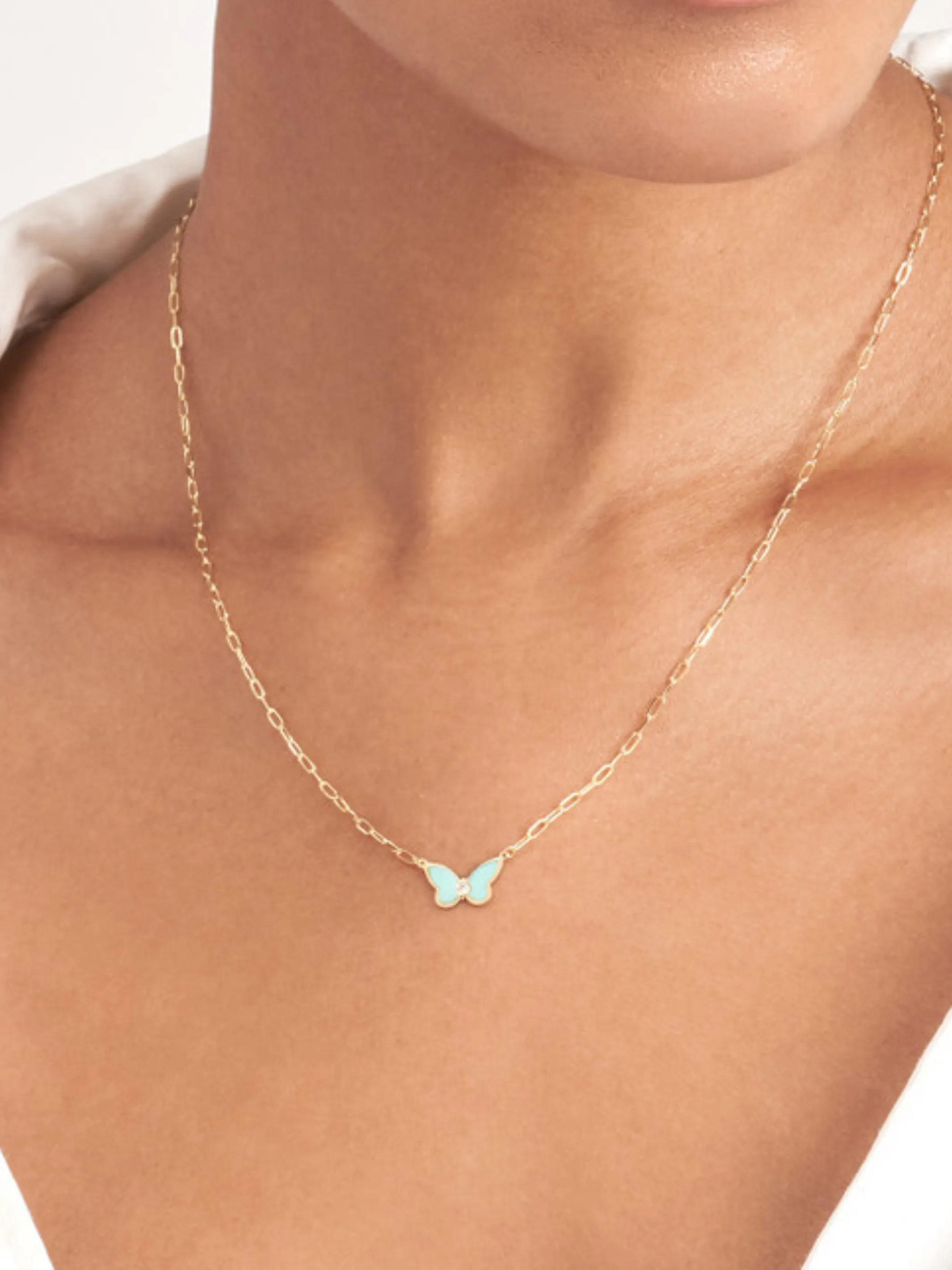 Turquoise Butterfly Necklace 14K sold by LeMel product image thumbnail 3