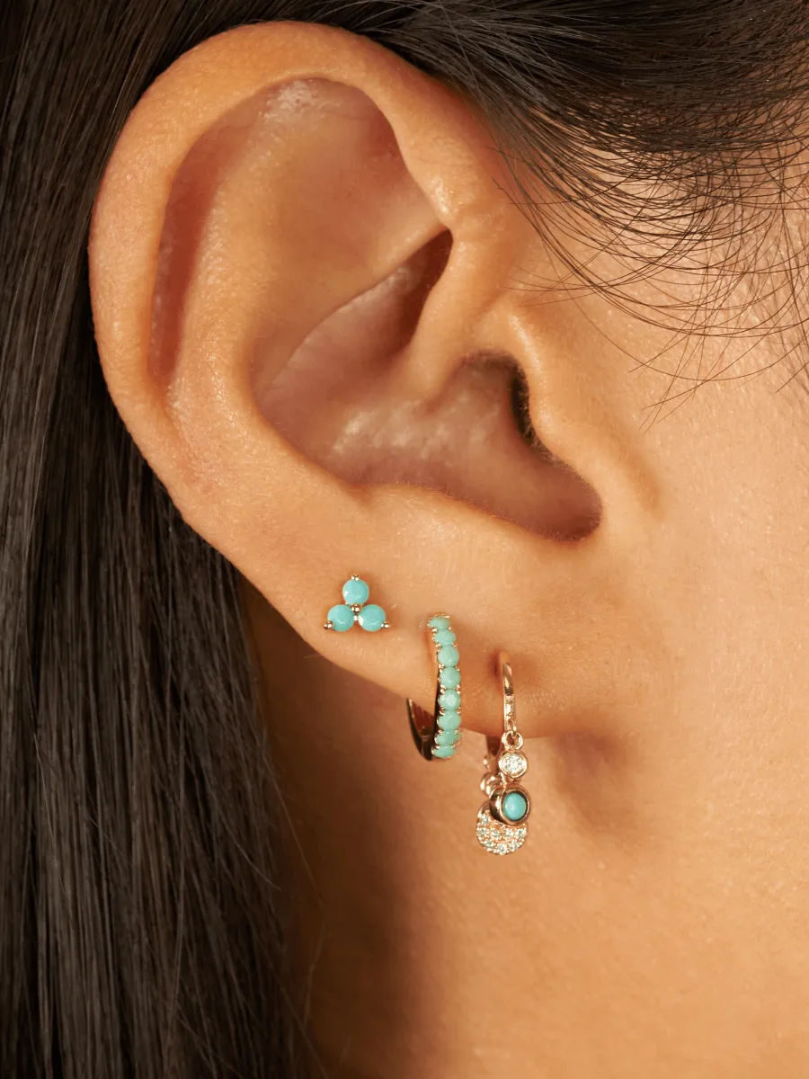 Tiny Trio Turquoise Stud Earring 14K sold by LeMel product image thumbnail 2