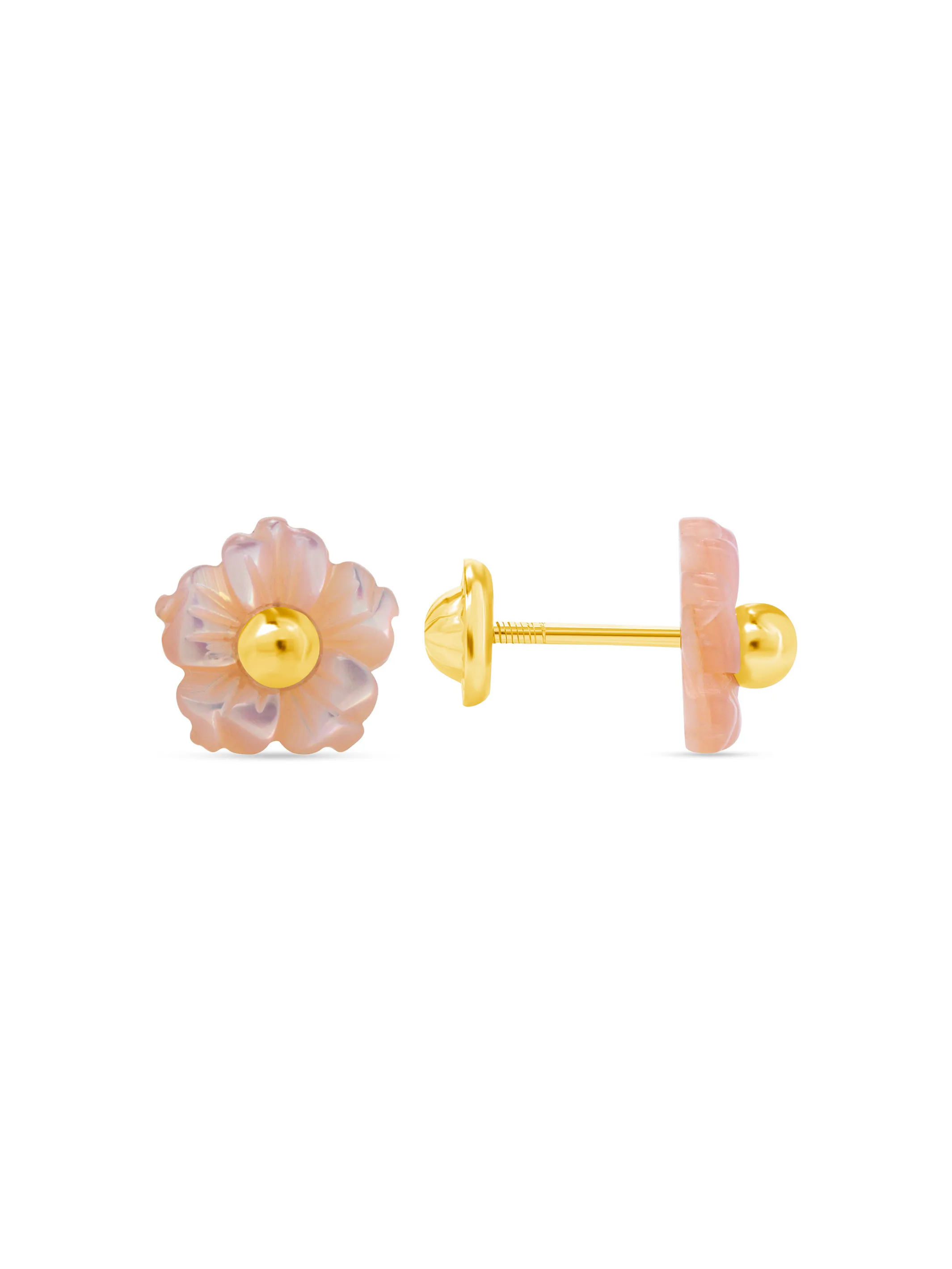 Kid Pink Pearl Flower Stud Earrings 9K sold by LeMel