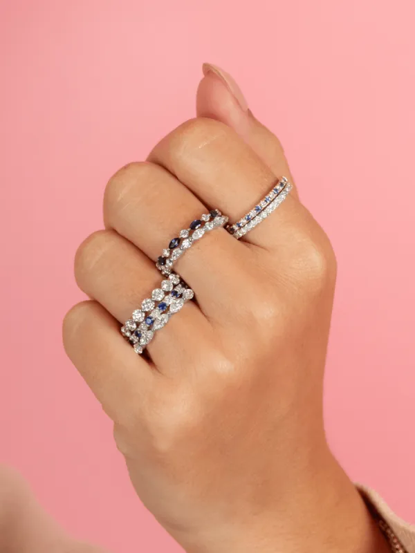 Marquise Sapphire and Diamond Band 14K sold by LeMel