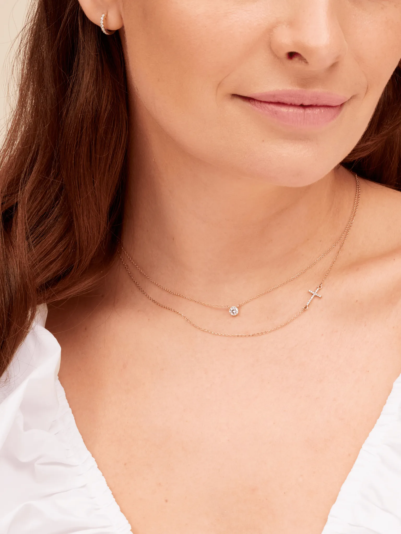 Diamond Sideways Cross Necklace 14K sold by LeMel product image thumbnail 5