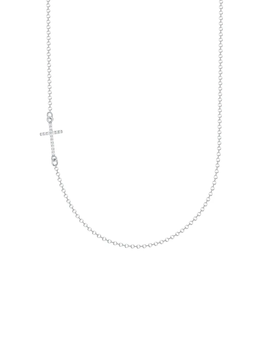 Diamond Sideways Cross Necklace 14K sold by LeMel