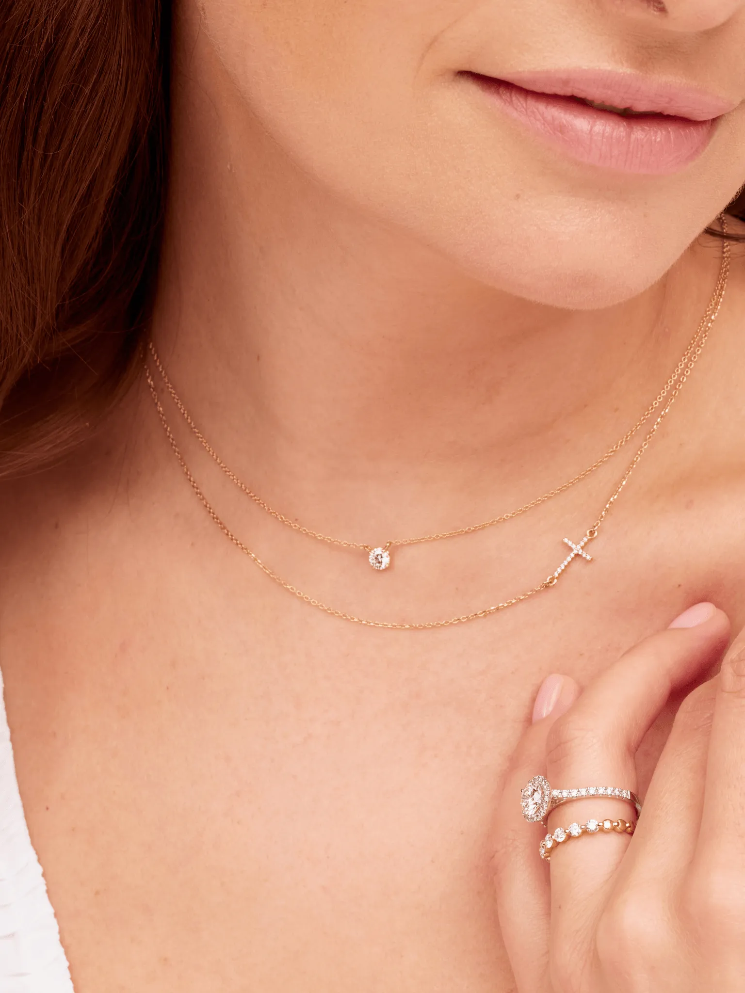 Diamond Sideways Cross Necklace 14K sold by LeMel product image thumbnail 2