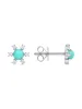 Turquoise Diamond Flower Stud Earrings 14K sold by LeMel