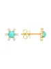 Turquoise Diamond Flower Stud Earrings 14K sold by LeMel