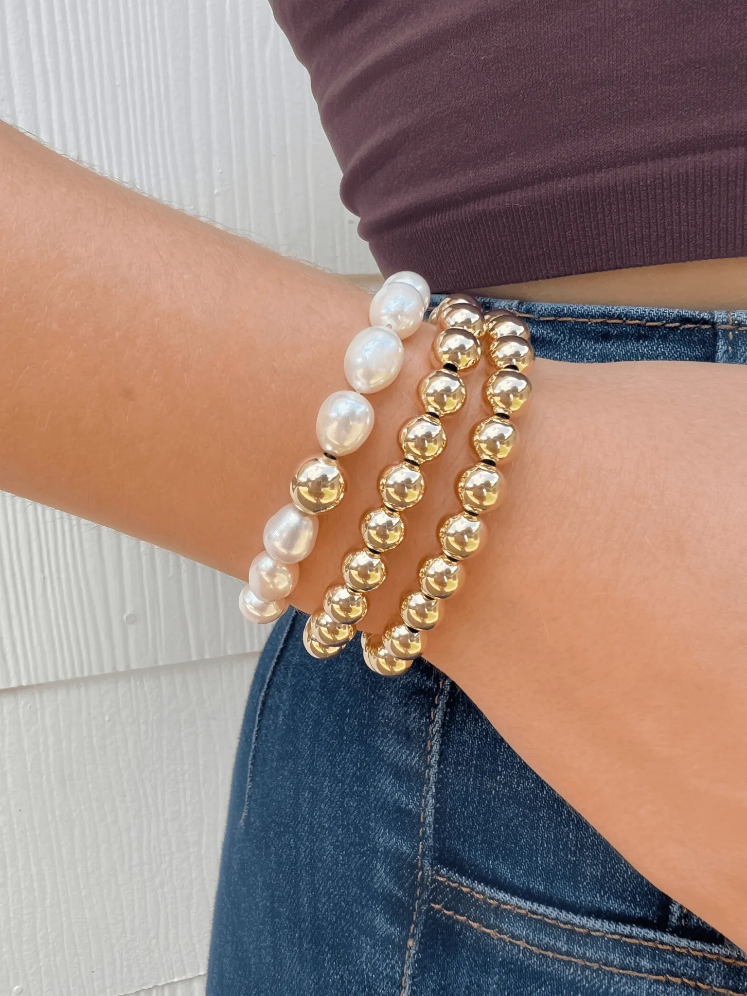 Ella Pearl Stretch Bracelet - Large sold by LeMel product image thumbnail 2