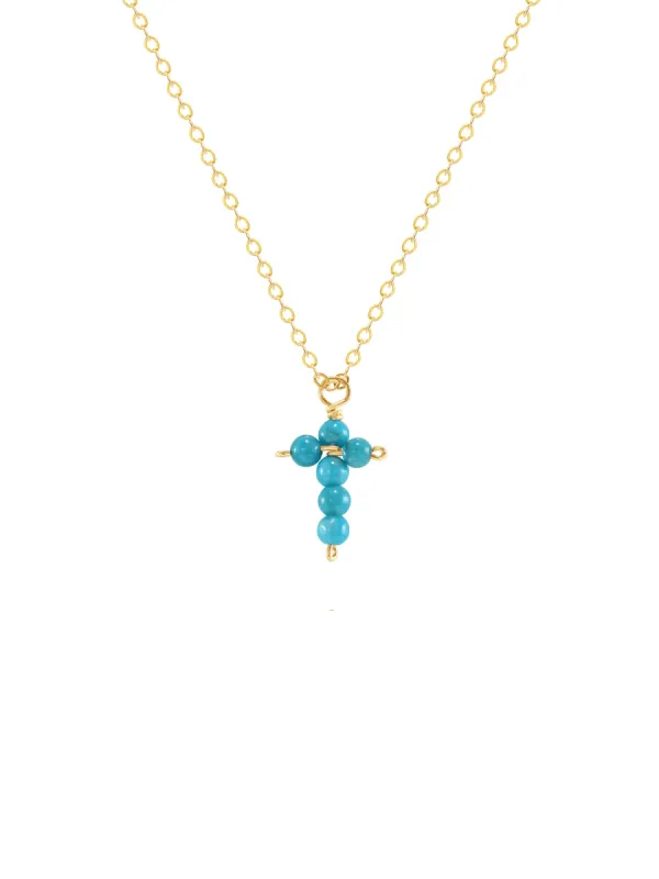 Cross Necklace - Turquoise sold by LeMel