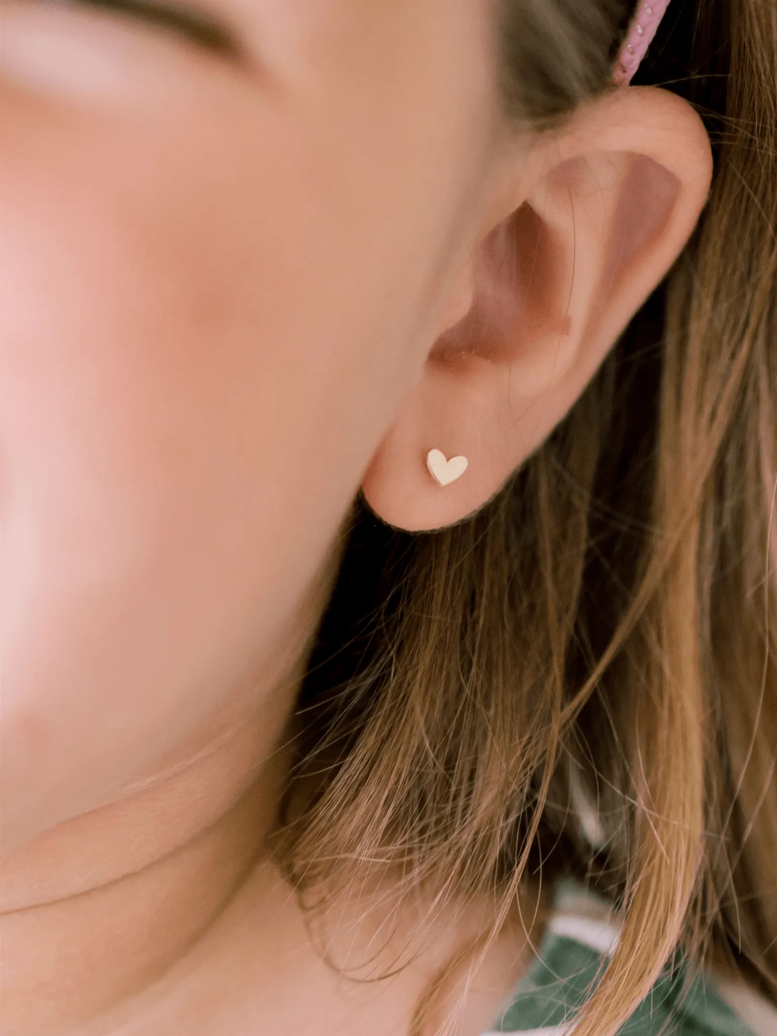 Kid Gold Heart Stud Earrings 14K sold by LeMel product image thumbnail 2