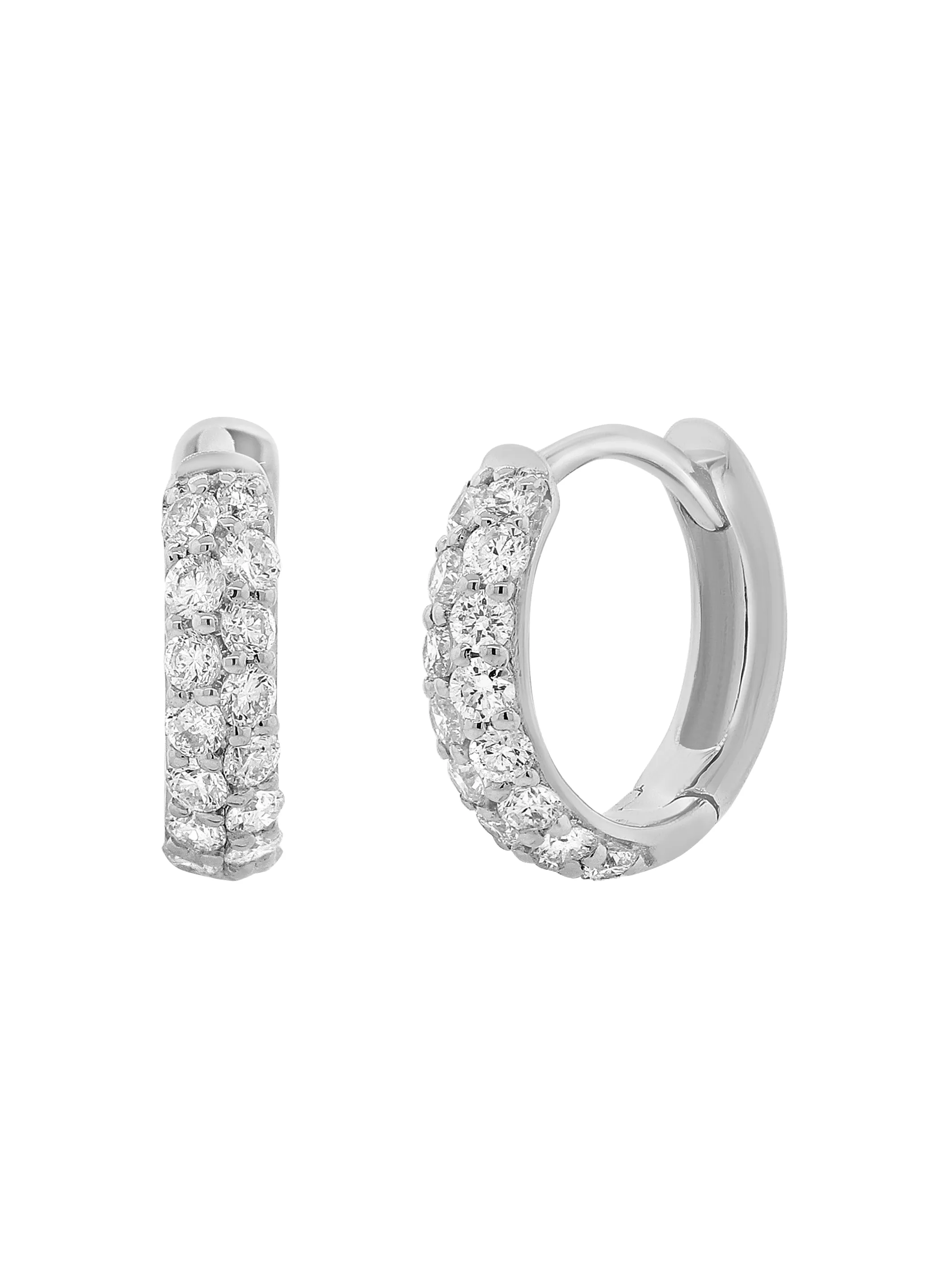 Pave Diamond Huggie Earrings 14K sold by LeMel