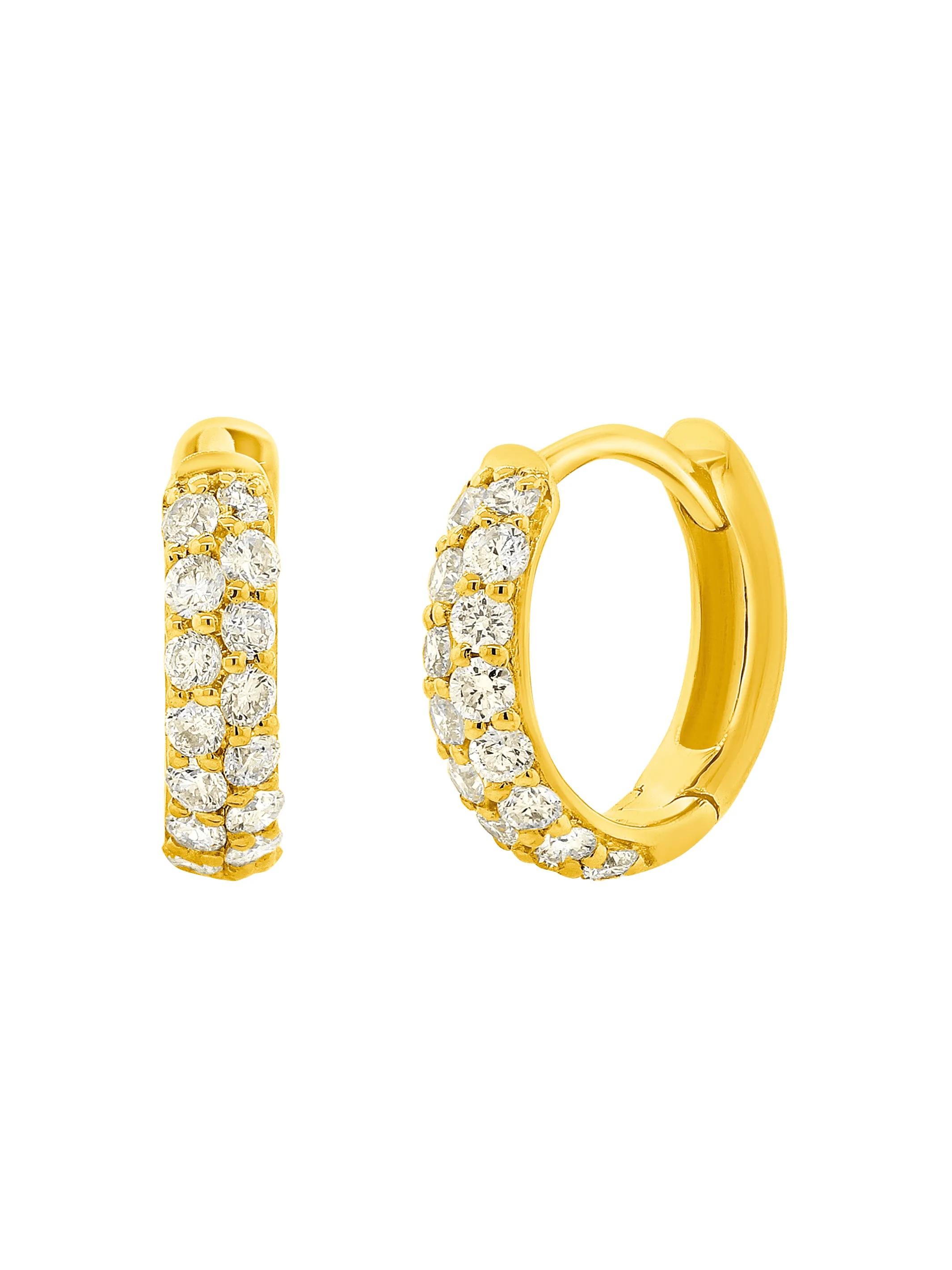 Pave Diamond Huggie Earrings 14K sold by LeMel product image thumbnail 3