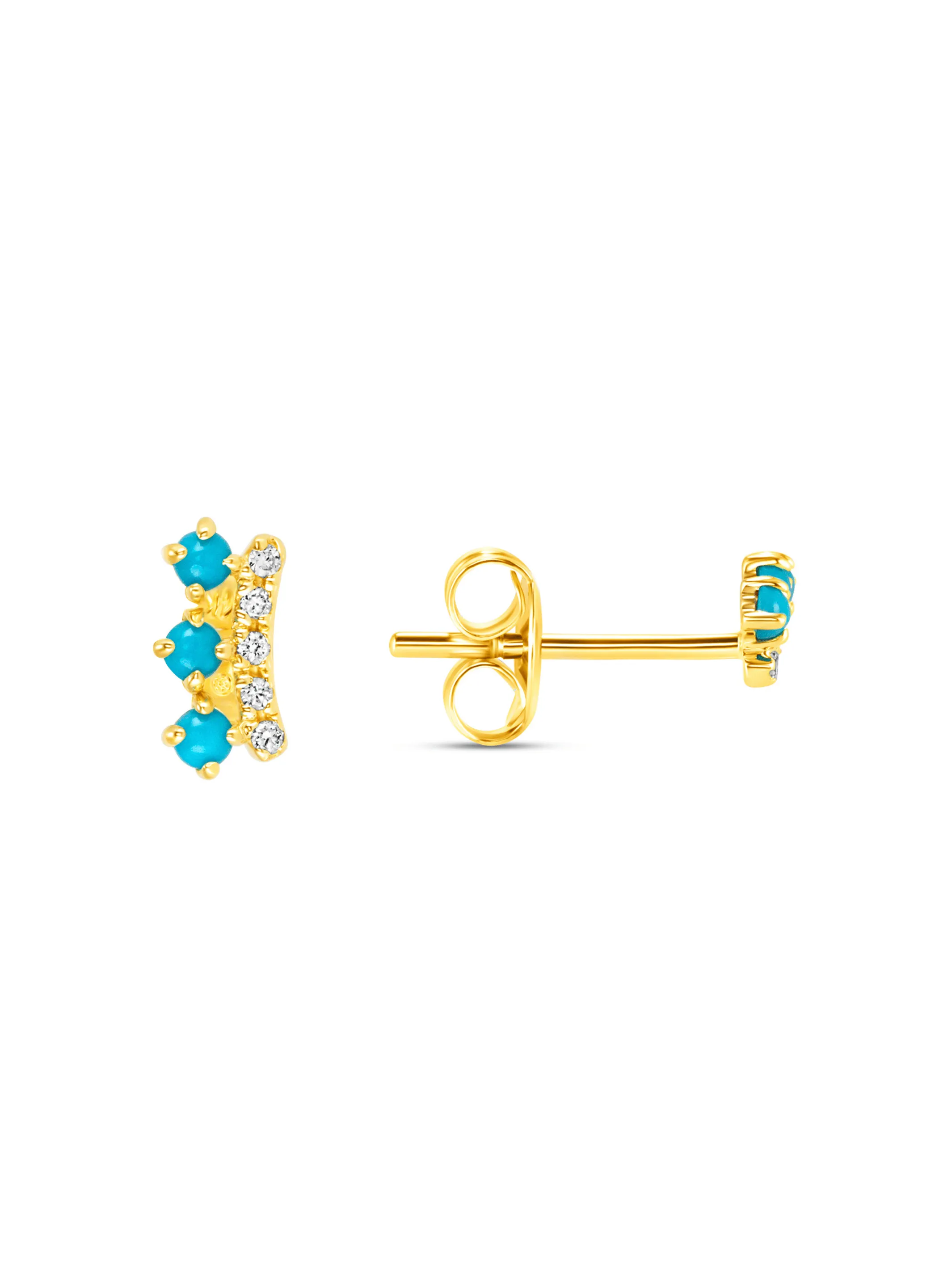 Crown Turquoise Stud Earrings 14K sold by LeMel