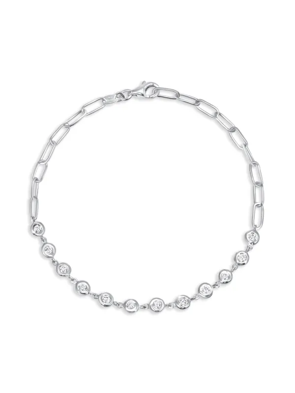 Bryn Bezel Diamond and Paperclip Chain Bracelet 14K sold by LeMel
