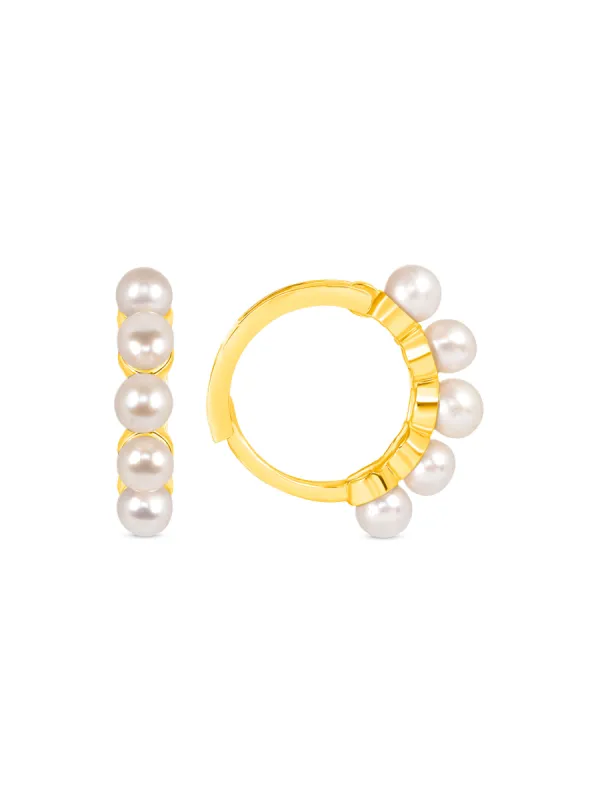 Pearl Huggie Earrings 14K sold by LeMel