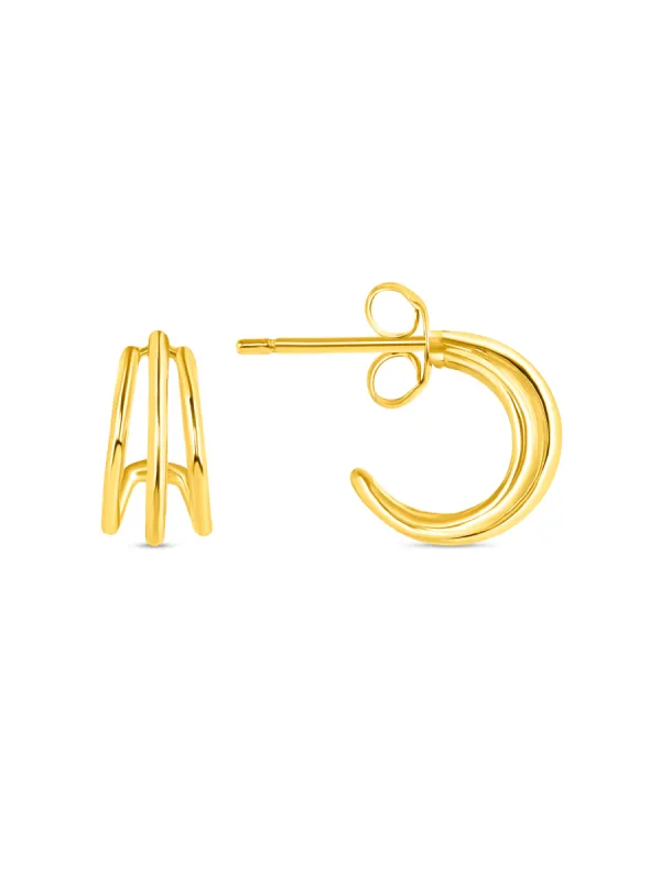 Triple Hoop Huggie Earrings 14K sold by LeMel