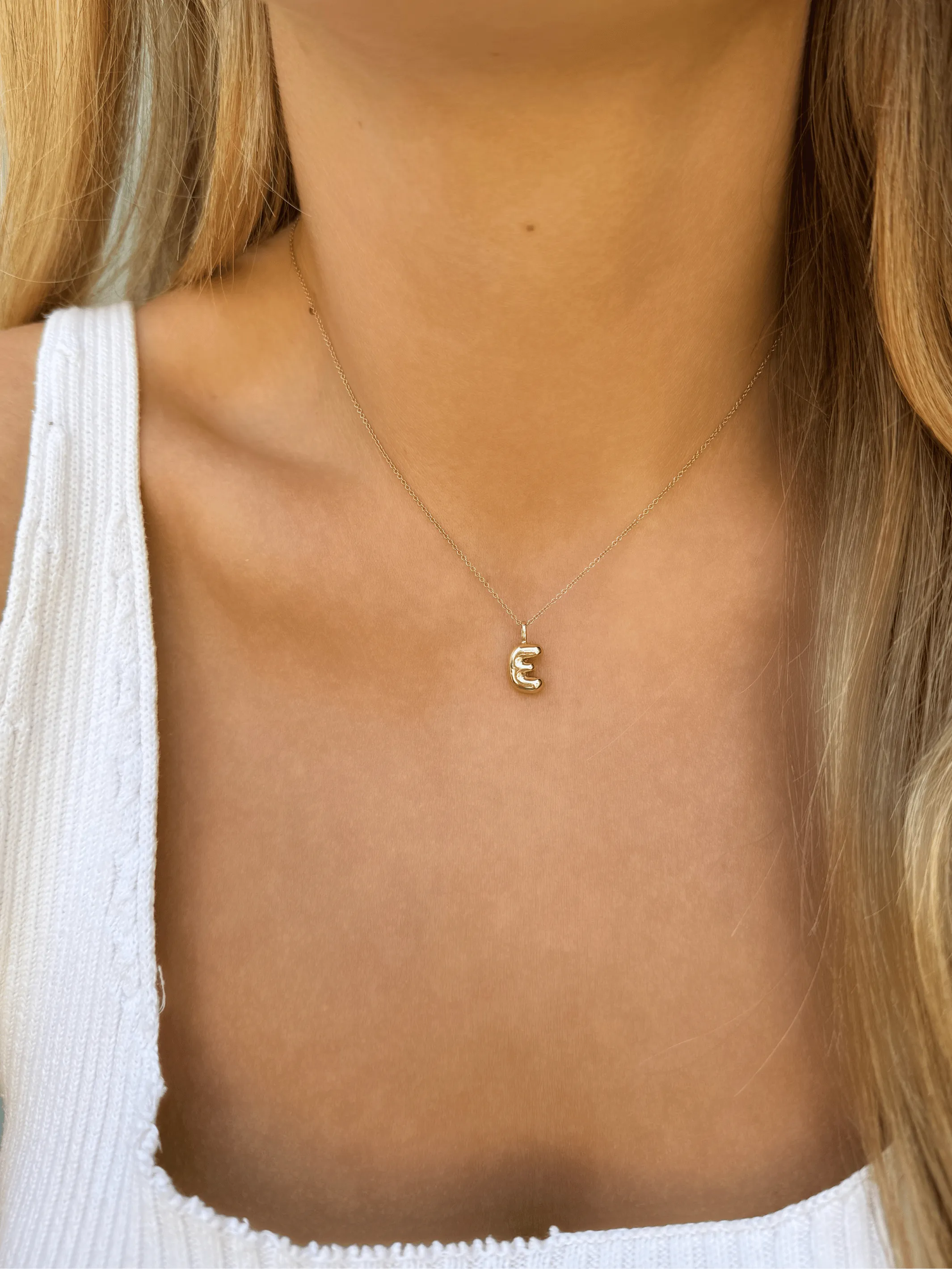 Puffy Initial Charm Necklace 14K sold by LeMel product image thumbnail 2