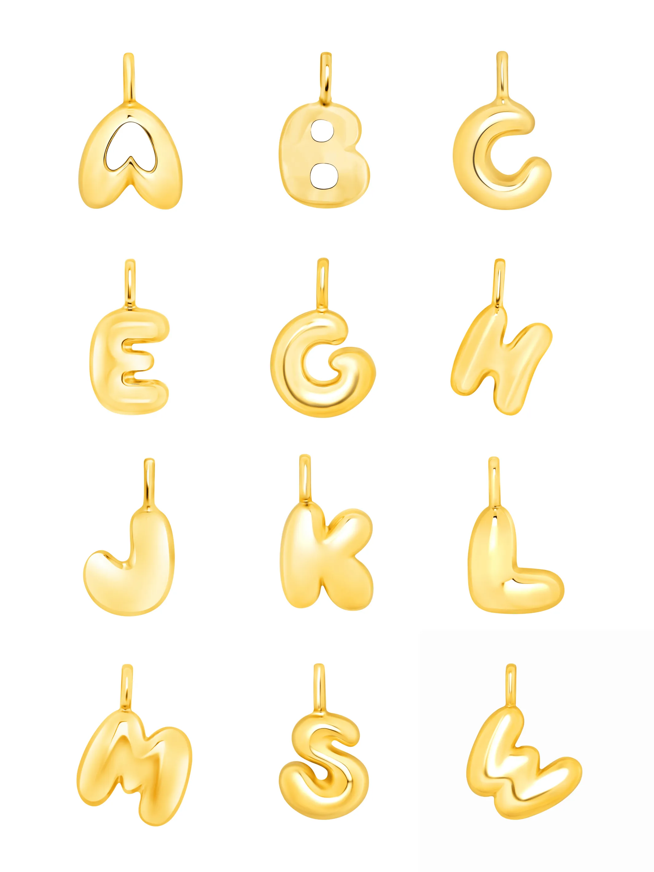 Puffy Initial Charm Necklace 14K sold by LeMel product image thumbnail 4