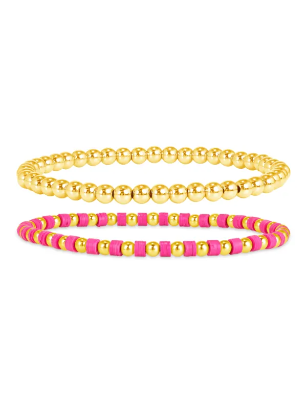 Pink Everyday Stretch Bracelet Set sold by LeMel