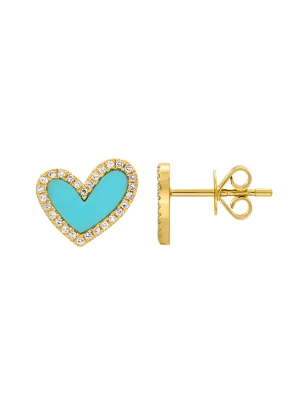Hailey Heart Turquoise Stud Earrings 14K sold by LeMel
