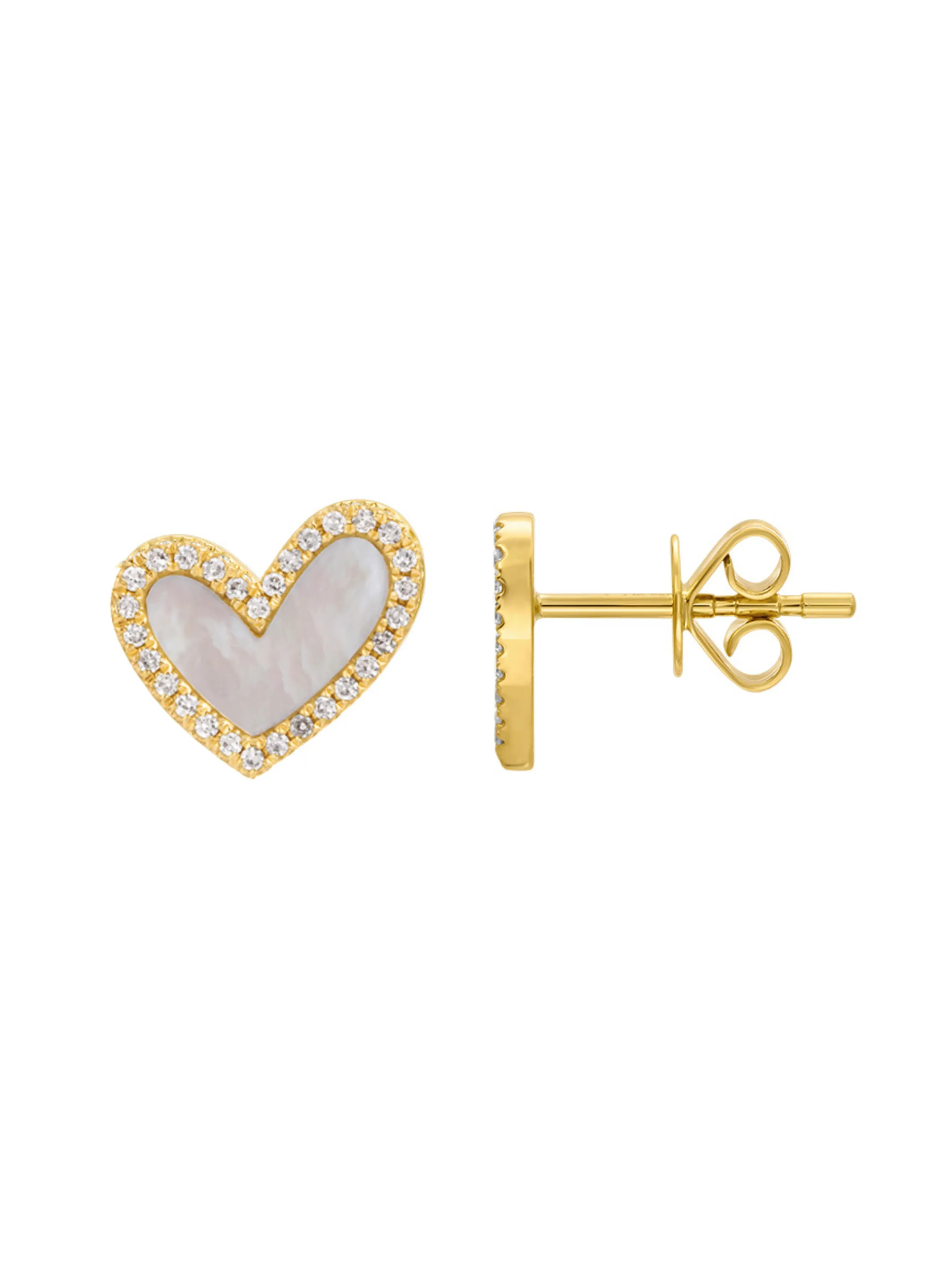 Hailey Heart Mother of Pearl Stud Earrings 14K sold by LeMel