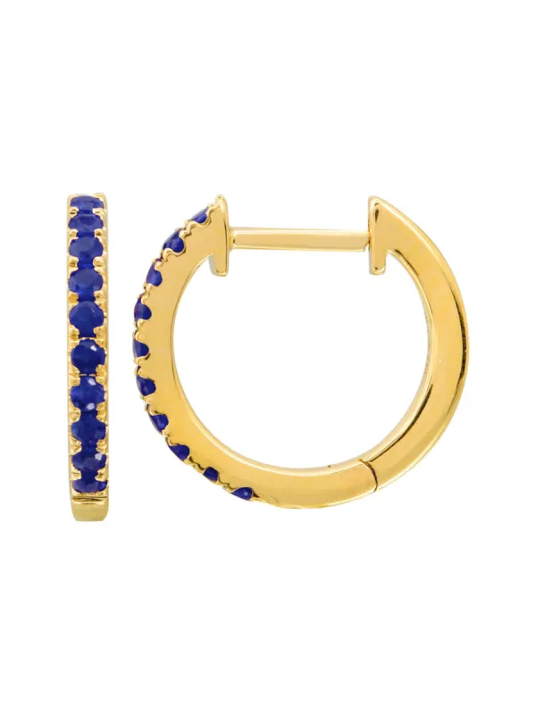 Blue Sapphire Huggie Earrings 14K sold by LeMel