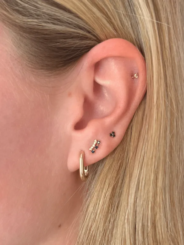 Crown Blue Sapphire Stud Earrings 14K sold by LeMel