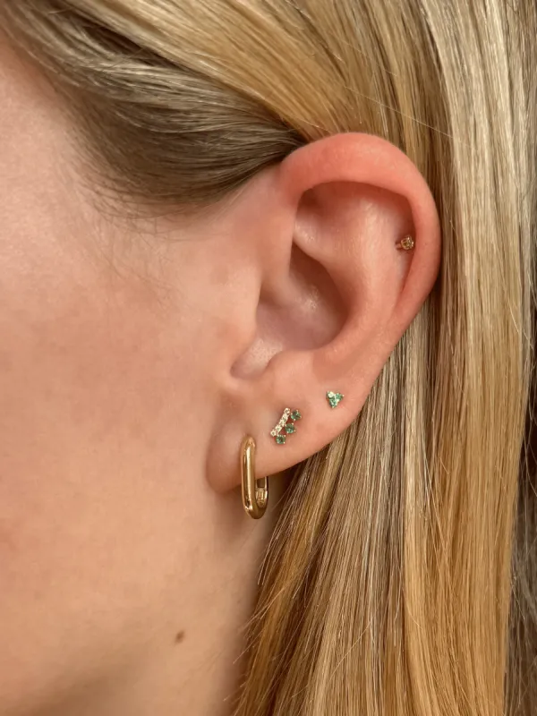 Mini Emerald Crown Stud Earrings 14K sold by LeMel