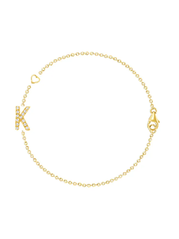 The Diamond Initial Bracelet 14K - 1 Letter sold by LeMel