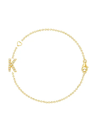 The Diamond Initial Bracelet 14K - 1 Letter sold by LeMel