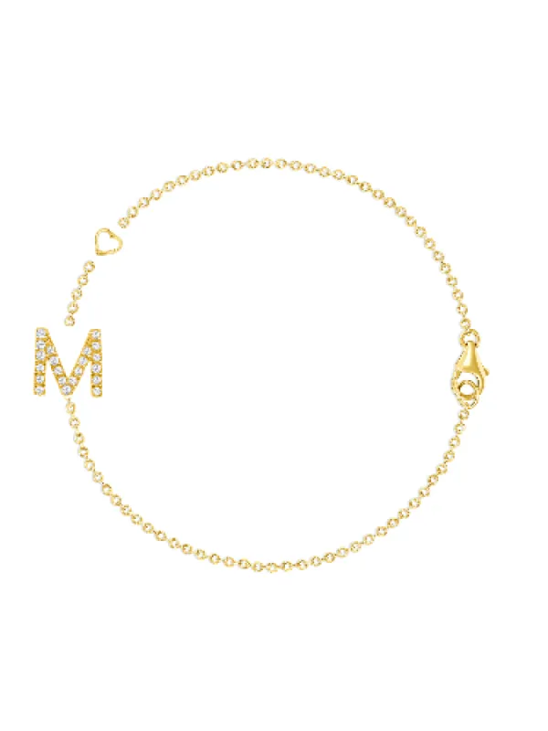 The Diamond Initial Bracelet 14K - 1 Letter sold by LeMel