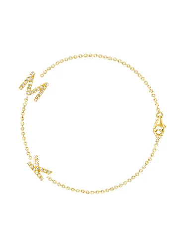 The Diamond Initial Bracelet 14K - 2 Letters sold by LeMel