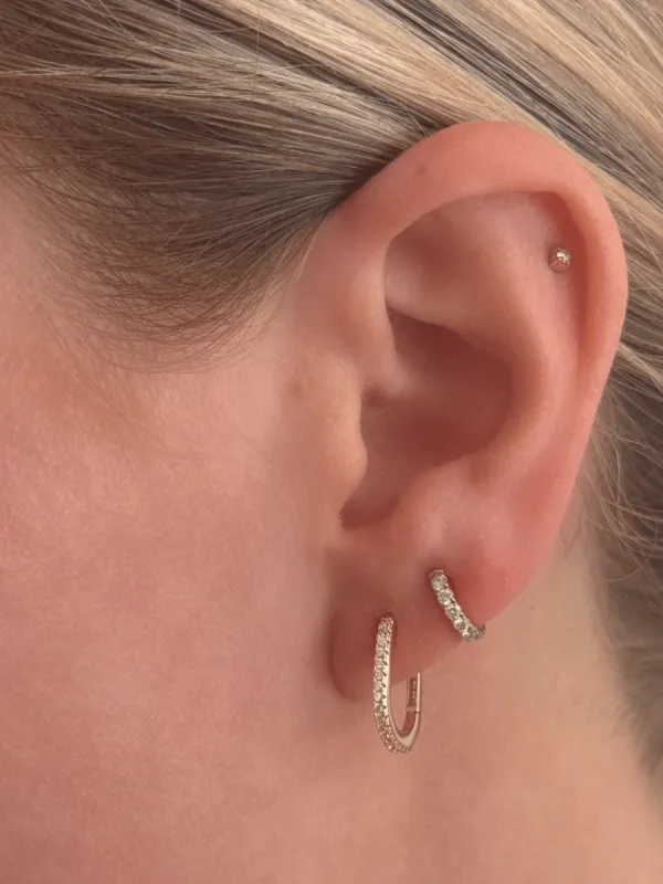 Paperclip CZ Huggie Earrings made by LeMel