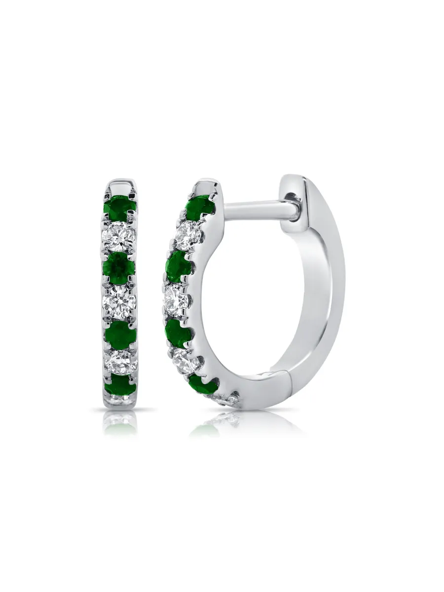 Mini Emerald and Diamond Huggie 14K sold by LeMel product image thumbnail 4